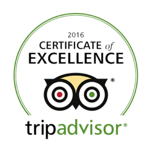 Trip Advisorilta saatu Certificate of Excellence 2016