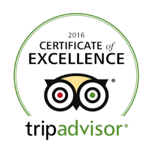 Trip Advisorilta saatu Certificate of Excellence 2016