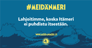 John Nurmisen säätiön Meidän meri -kampanjanmainoskuva muumipeikosta meressä