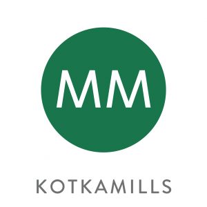 Kotka Mills logo, jossa vihreä ympyrä tekstillä MM